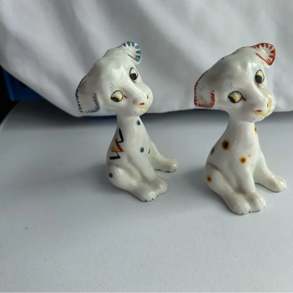 Vintage Ceramic Dalmatian Figurines Salt & Pepper Shakers